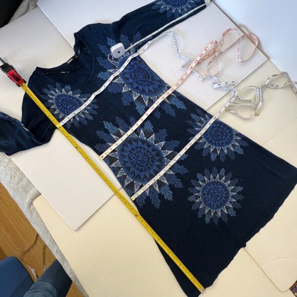 Desigual Helen Mandala Sequin Print 3/4 Sleeve Knit Mini Scoop Neck Dress Sz M - Picture 13 of 13